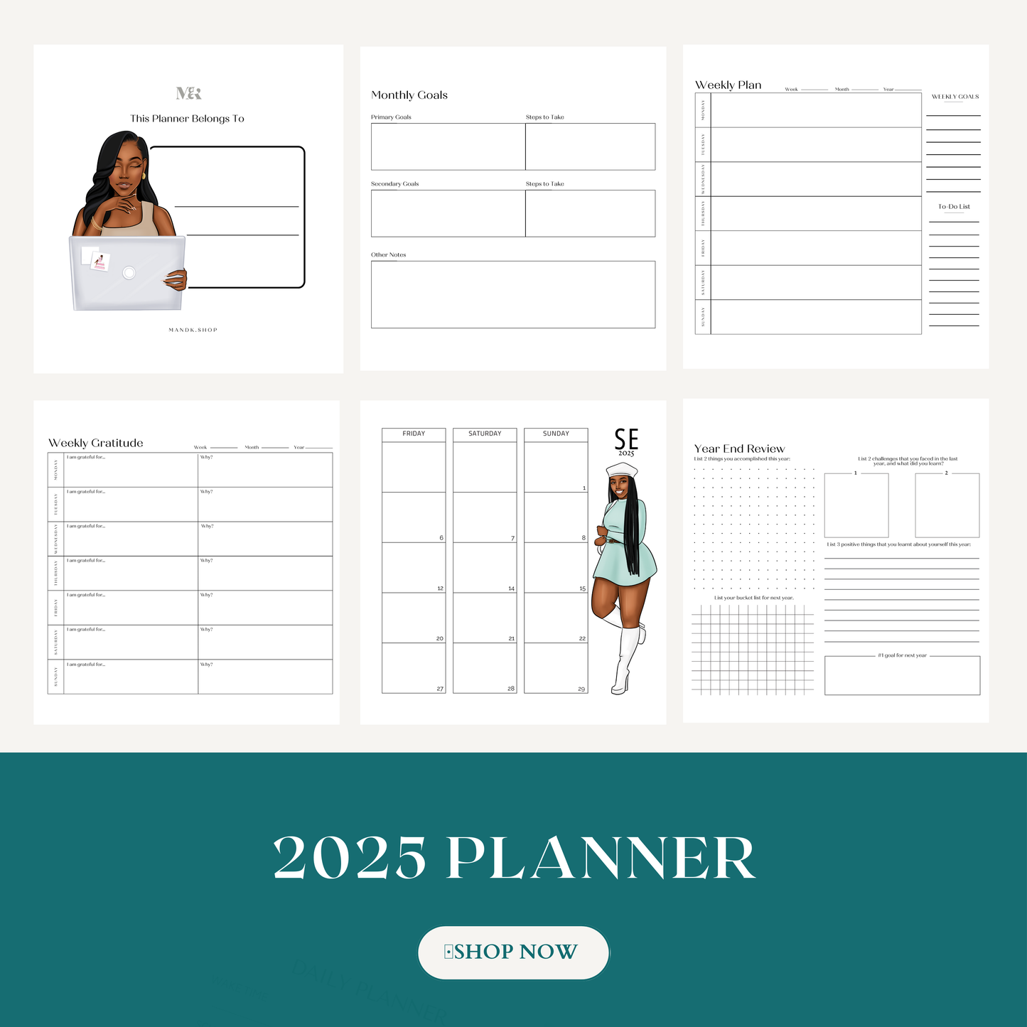 2025 Daily, Weekly & Monthly Planner