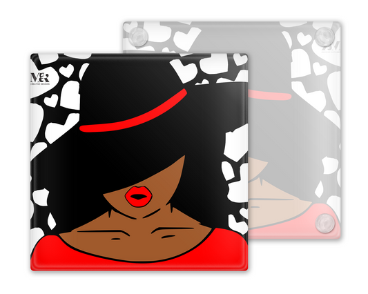 Lady In Red Glass Coasters, Set of 4