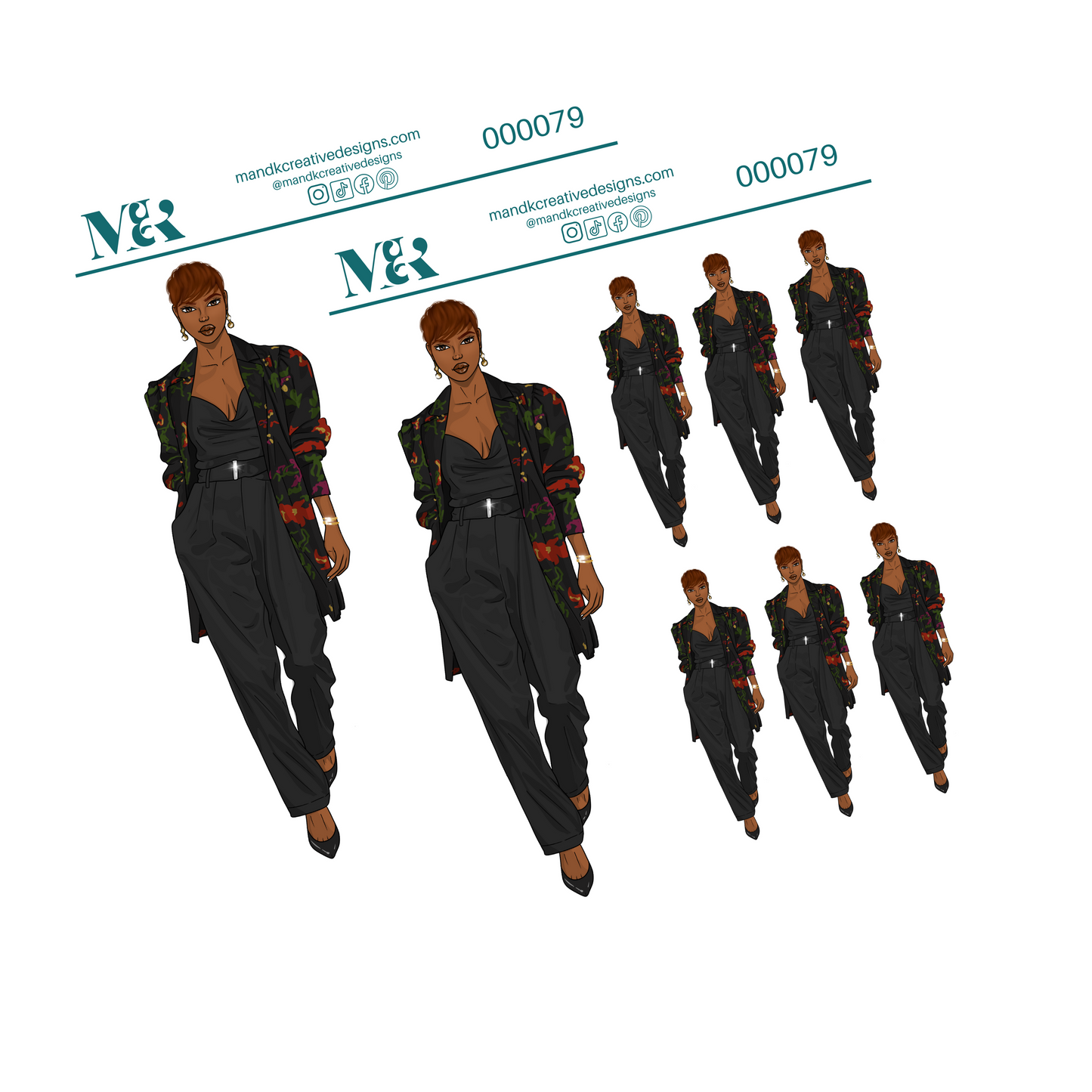 Black Women Walking Planner Stickers | Stickers | M&K Creative Designs