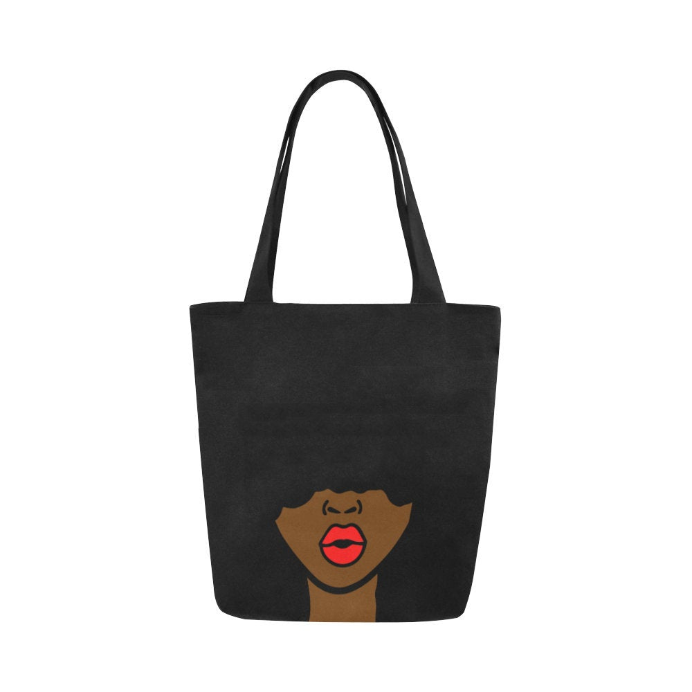 Black Woman Afro Canvas Bag