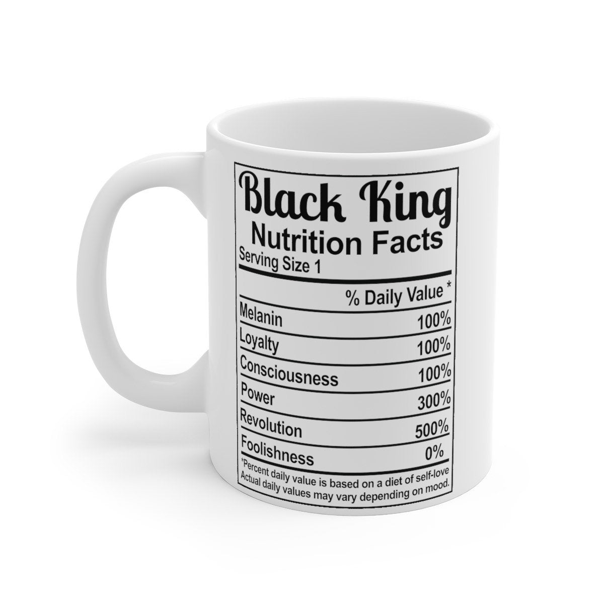 Black King Nutrition Facts Coffee Mug